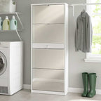 Elegante scarpiera a 4 ante + 1 Cassetto Centrale con maniglia satinata Profondità 29 cm finitura Ossido Bianco / Specchio Naturale by Sarmog by CeramicStore | Lo specialista del tuo bagno