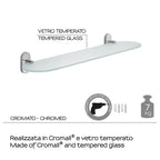  Mensola 60 cm in vetro temperato Gedy serie Febo - Cromato