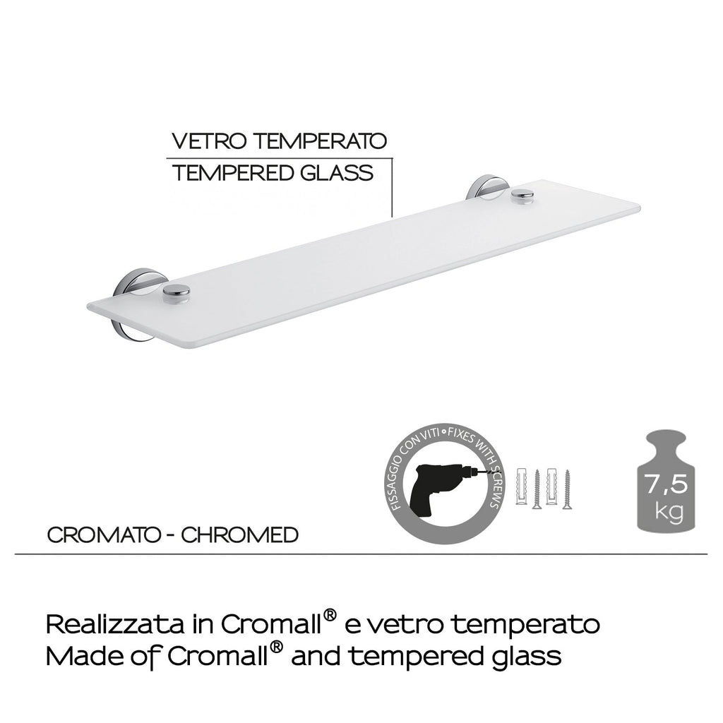  Mensola 55 cm in Acciaio Inox e Cromall Gedy serie Felce - Cromato