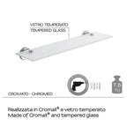  Mensola 55 cm in Acciaio Inox e Cromall Gedy serie Felce - Cromato