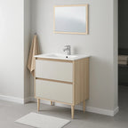 Mobile bagno con specchiera e lavabo Cubi&Co modello Venezia - Rovere Bianco by CeramicStore | Lo specialista del tuo bagno