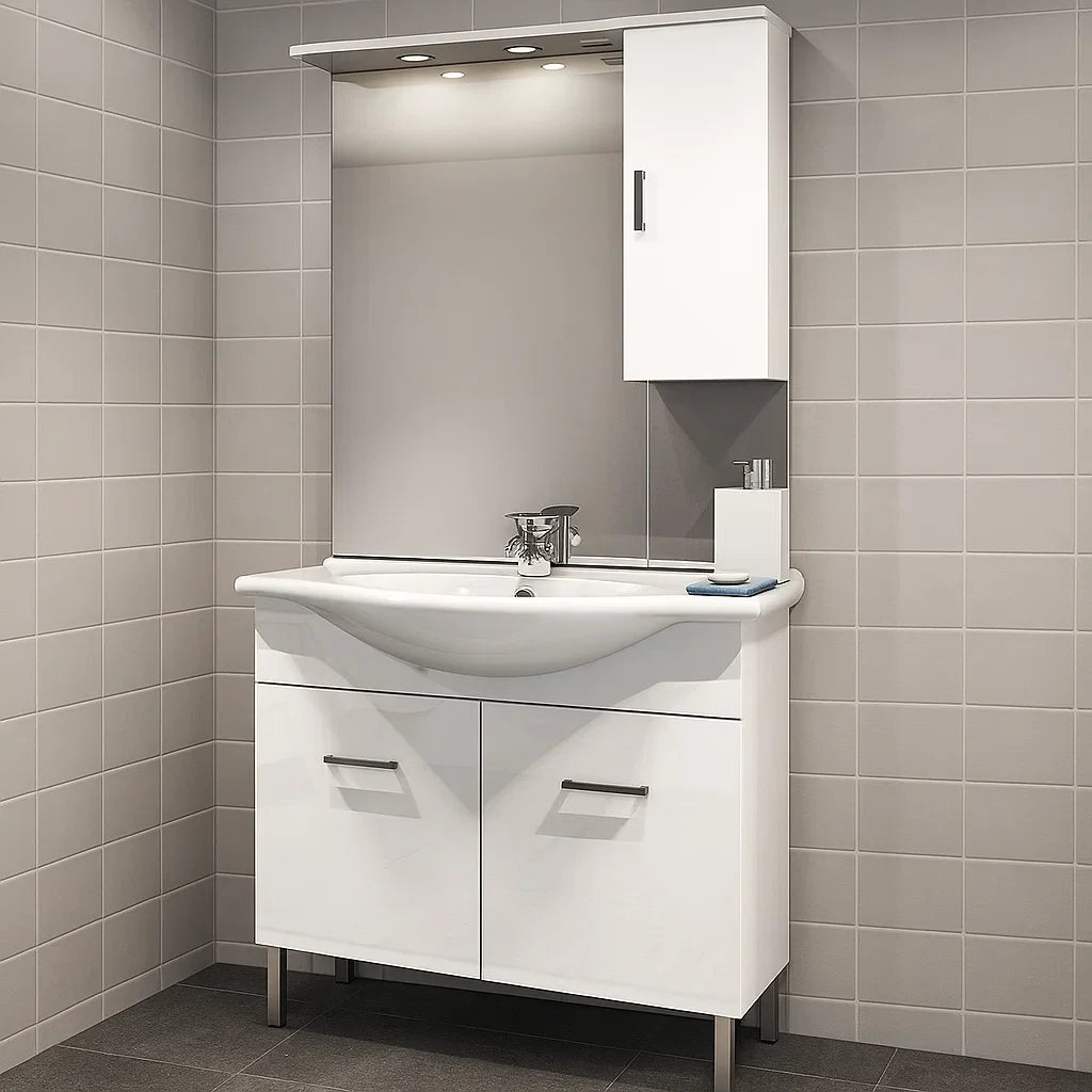Mobile bagno a terra a due ante con lavabo