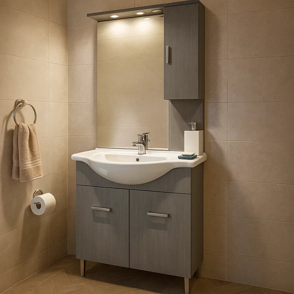 Mobile bagno a terra a due ante con lavabo