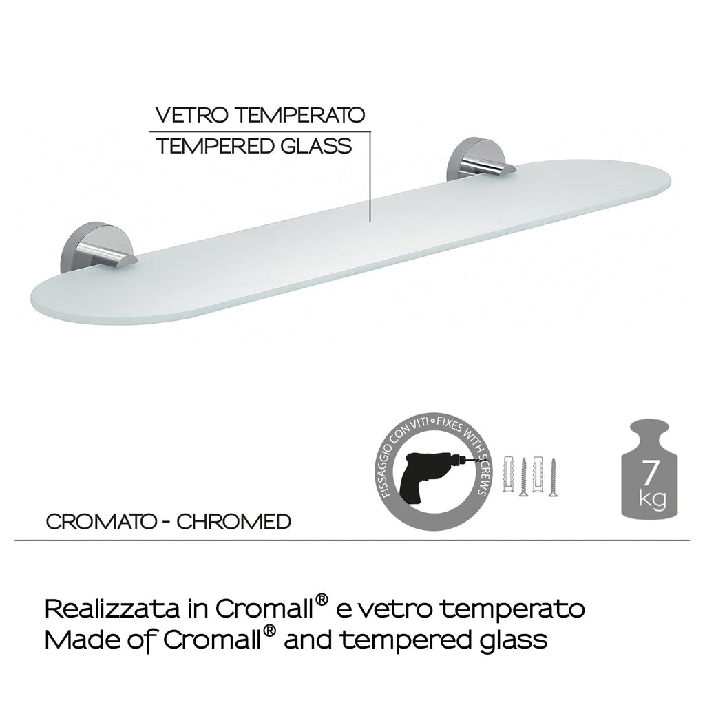  Mensola 60 cm a muro in Acciaio Inox Eros di Gedy - Cromato