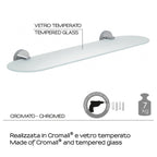  Mensola 60 cm a muro in Acciaio Inox Eros di Gedy - Cromato