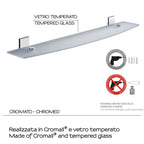  Mensola 60 cm in vetro temperato di Gedy serie Maine - Cromato