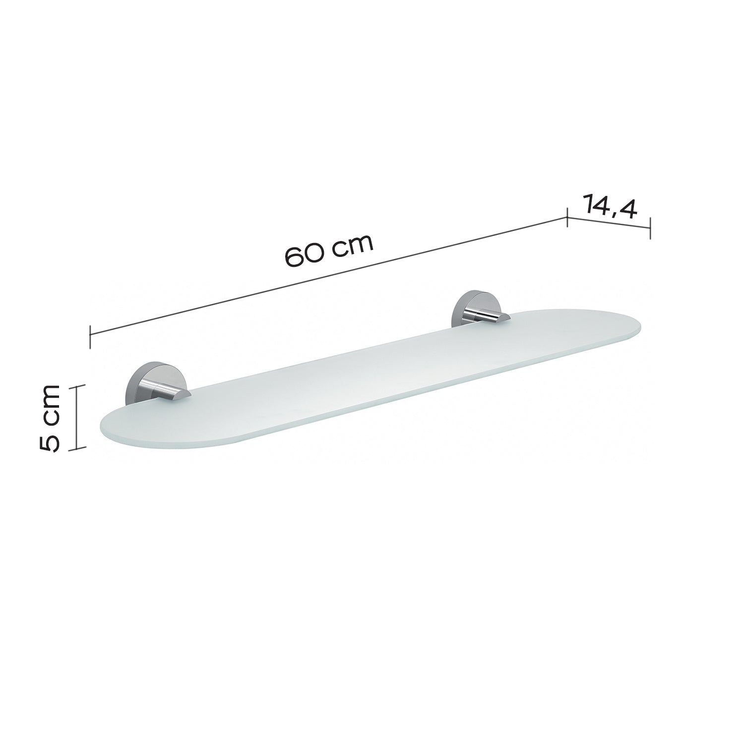  Mensola 60 cm a muro in Acciaio Inox Eros di Gedy - Cromato