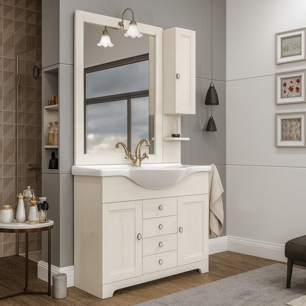 Mobile bagno a terra con specchiera e lavabo integrato Cubi&Co modello Sagittario - Bianco Decapé
