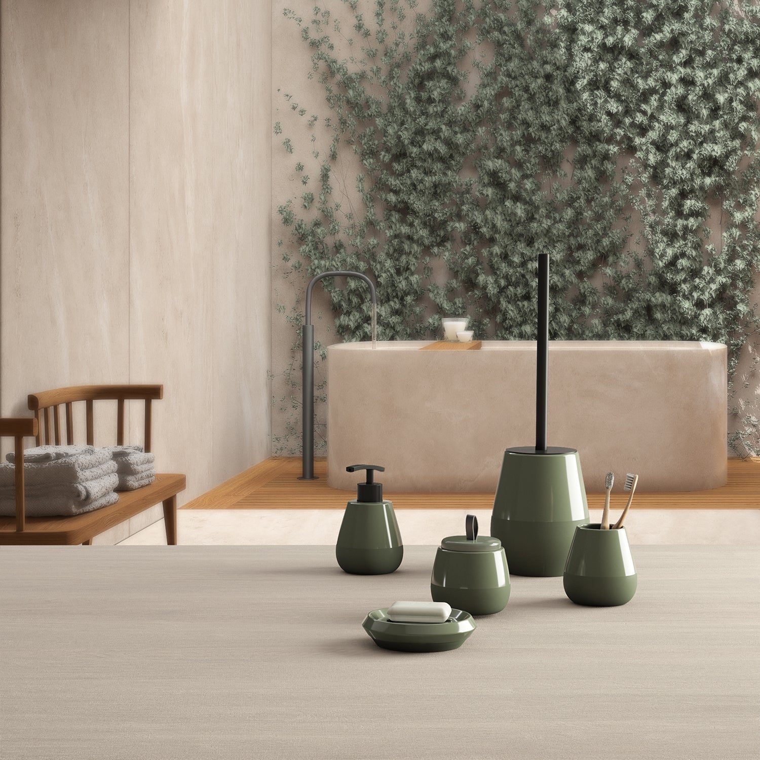  Contenitore da appoggio Gedy serie Wilma - Verde Salvia by CeramicStore | Lo specialista del tuo bagno