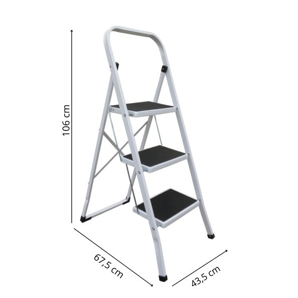 Sgabello con gradino in acciaio pieghevole e antiscivolo a 3 gradini