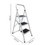 Sgabello con gradino in acciaio pieghevole e antiscivolo a 3 gradini